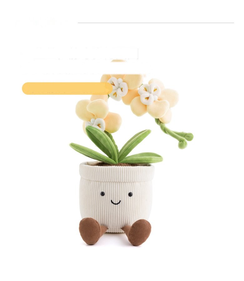 Yellow Phalaenopsis Orchid Pot Plush