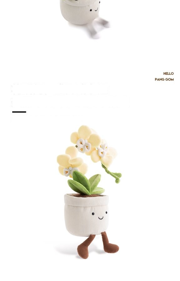 Yellow Phalaenopsis Orchid Pot Plush