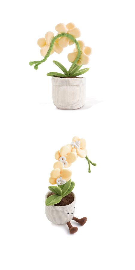 Yellow Phalaenopsis Orchid Pot Plush