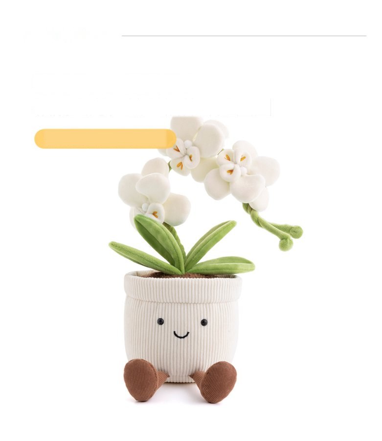 White Phalaenopsis Orchid Pot Plush
