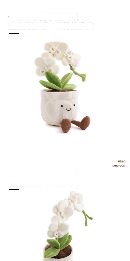 White Phalaenopsis Orchid Pot Plush