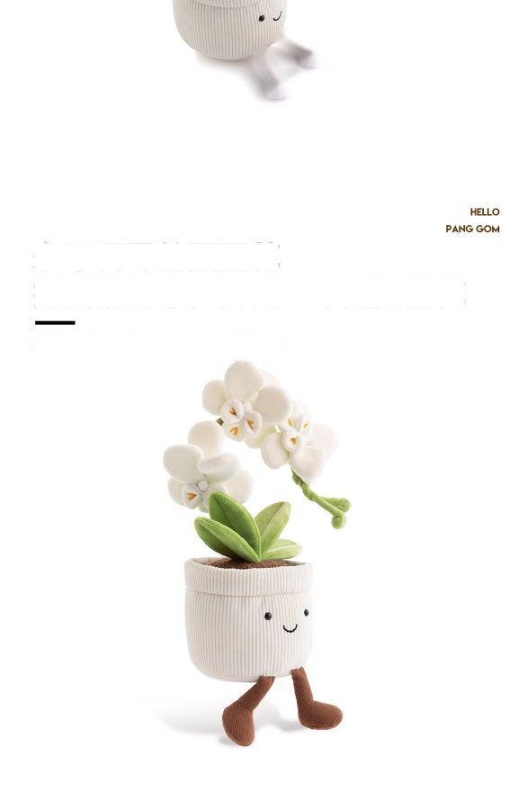 White Phalaenopsis Orchid Pot Plush
