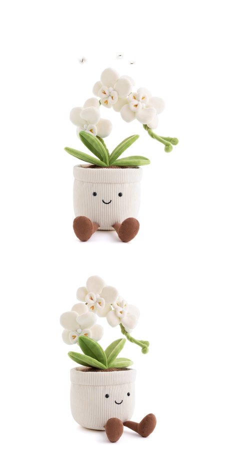 White Phalaenopsis Orchid Pot Plush