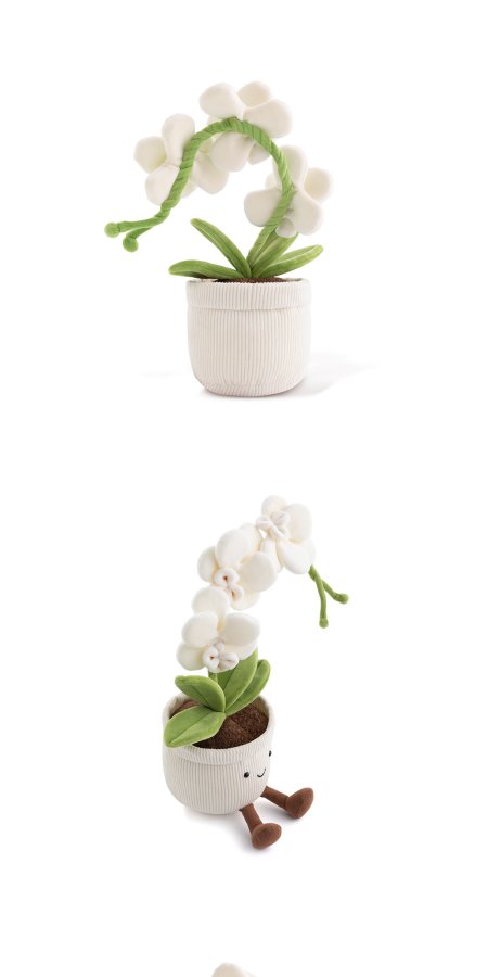 White Phalaenopsis Orchid Pot Plush