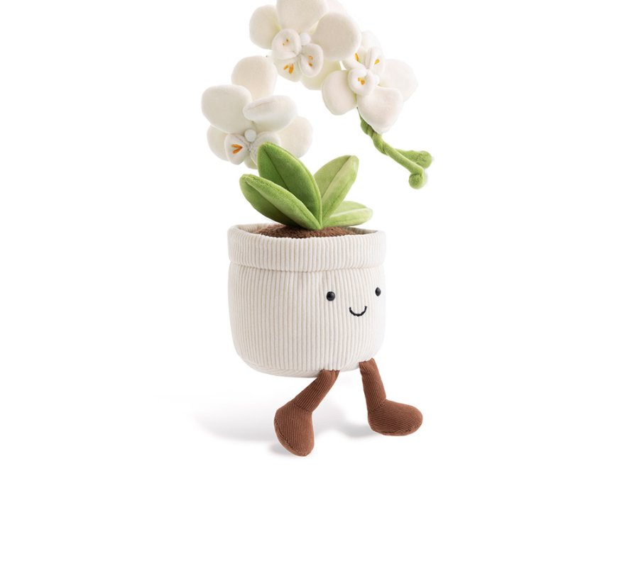 White Phalaenopsis Orchid Pot Plush