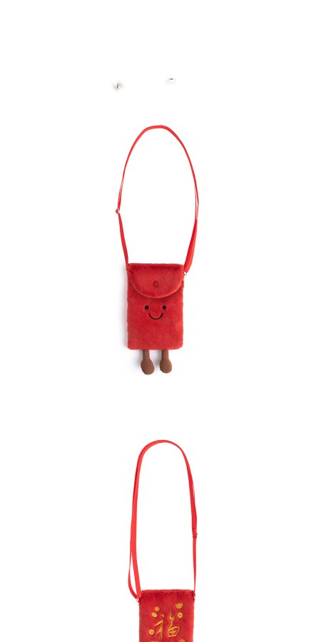 Red Envelope Plush Crossbody Bag