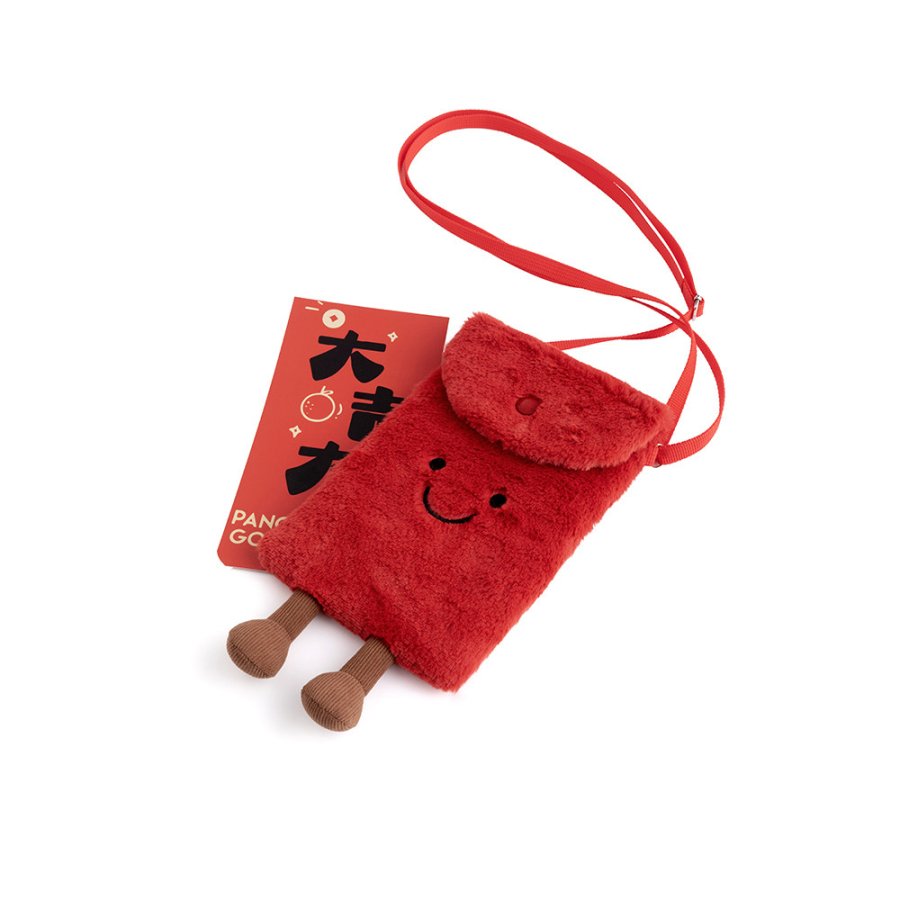 Red Envelope Plush Crossbody Bag