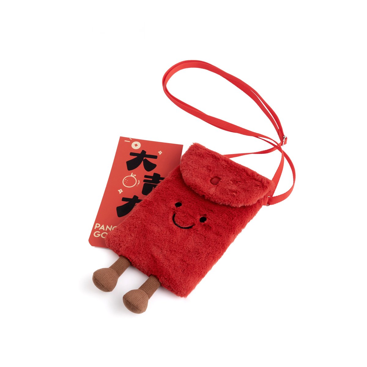 Red Envelope Plush Crossbody Bag