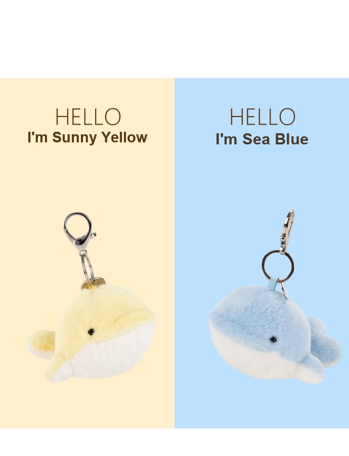 Blue & Yellow Heart Whale Plush Charm