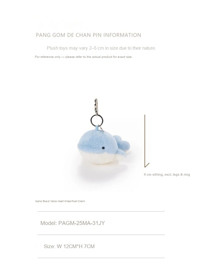 Blue & Yellow Heart Whale Plush Charm