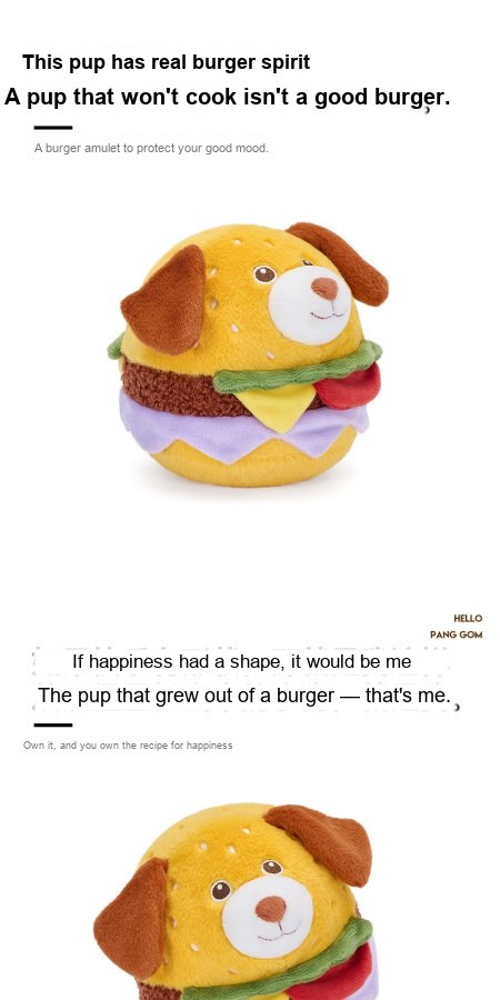 Happy Puppy Burger Plush Toy