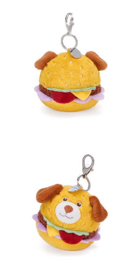 Happy Puppy Burger Plush Charm