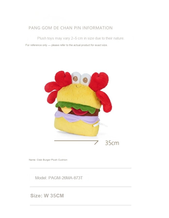Crab Burger Plush Cushion
