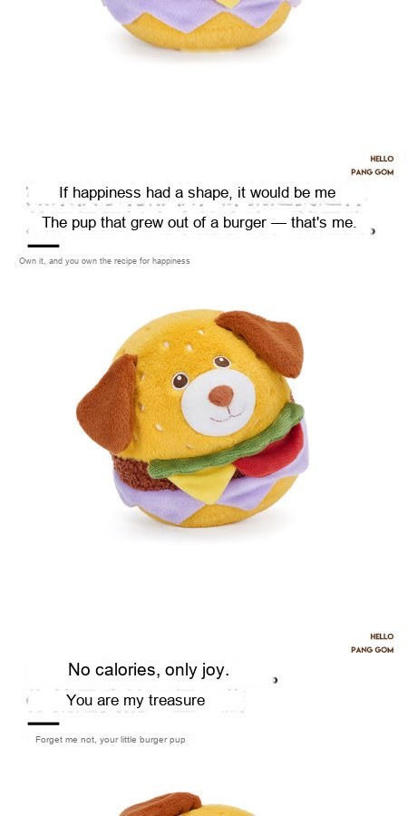 Happy Puppy Burger Plush Pillow