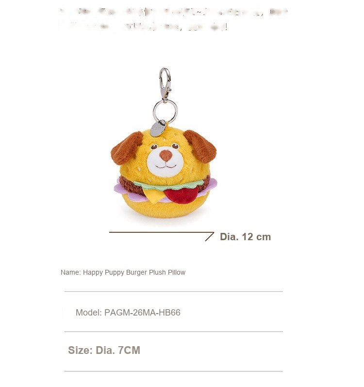 Happy Puppy Burger Plush Pillow