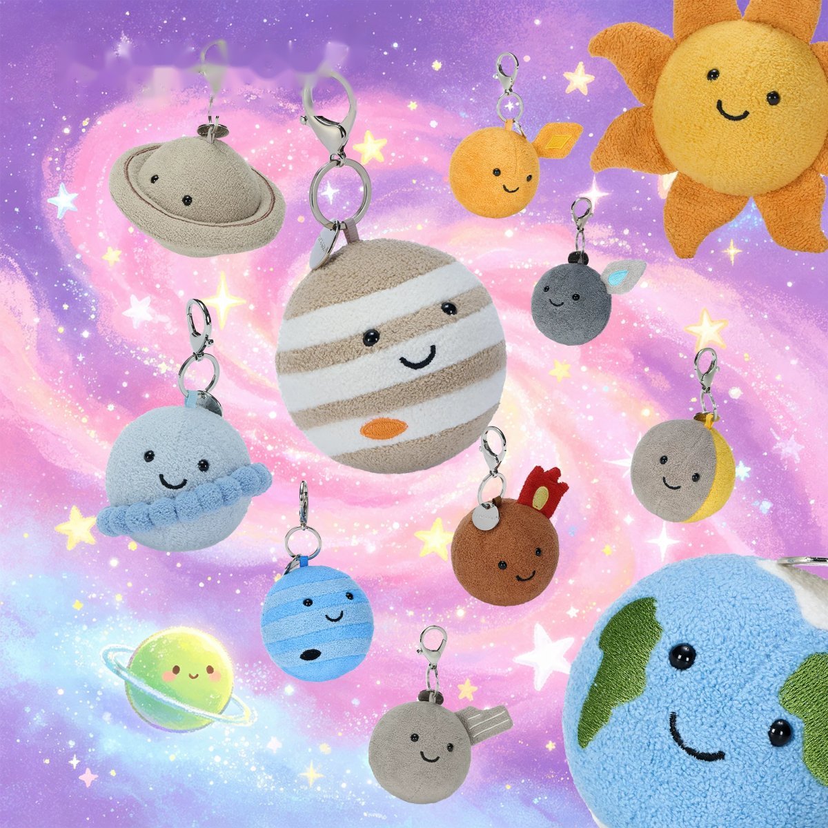 Sun Moon Earth Plush Charms (Planet Series)
