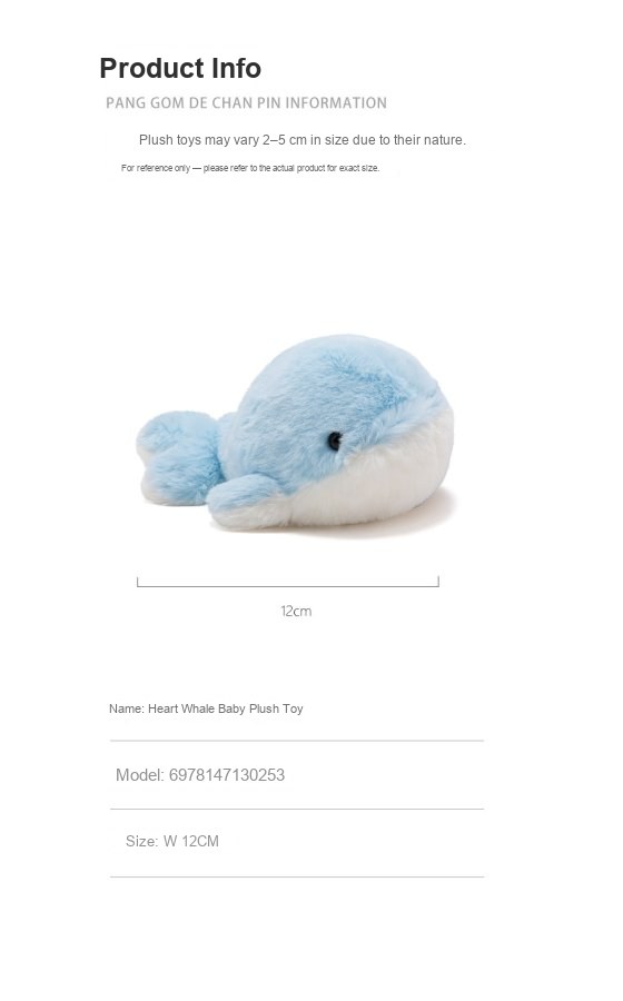 Heart Whale Baby Plush Toy