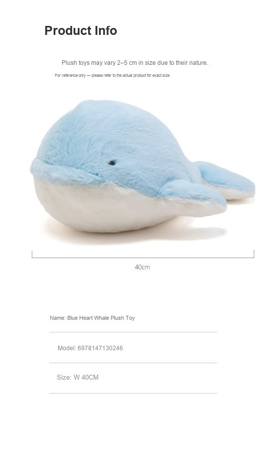 Blue Heart Whale Plush Toy