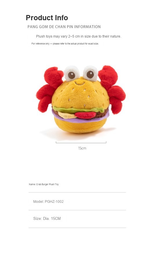 Crab Burger Plush Toy