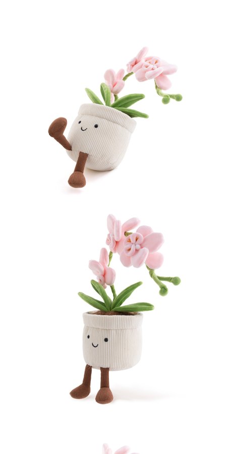 Pink Phalaenopsis Orchid Pot Plush